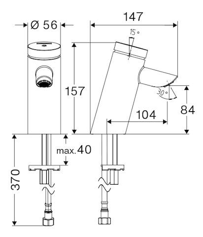 SCHELL Waschtisch-Armatur PURIS SC, HD-K - Hochdruck Kaltwasser / vorgemischtes Wasser, Selbstschluss, G 3/8 IG, chrom
