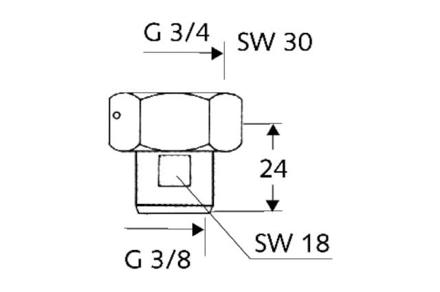 SCHELL Wasserzähler-Verschraubung, DN 20 G 3/4 IG, DN 10 G 3/8 IG, chrom