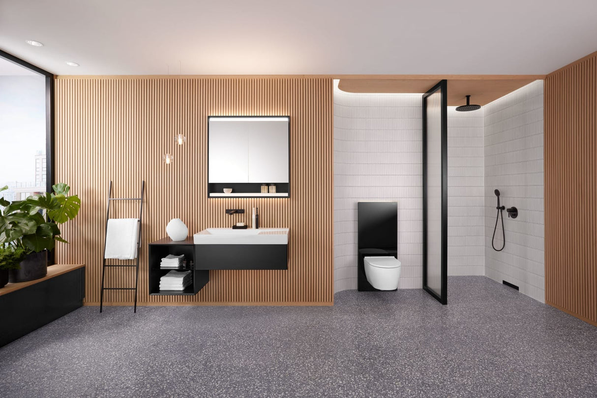 Geberit ONE Set Wand-WC Tiefspüler wandhängend mit WC-Sitz, Tiefspül-WC, TurboFlush-Spültechnik, weiß, keramische Oberfläche, glänzend