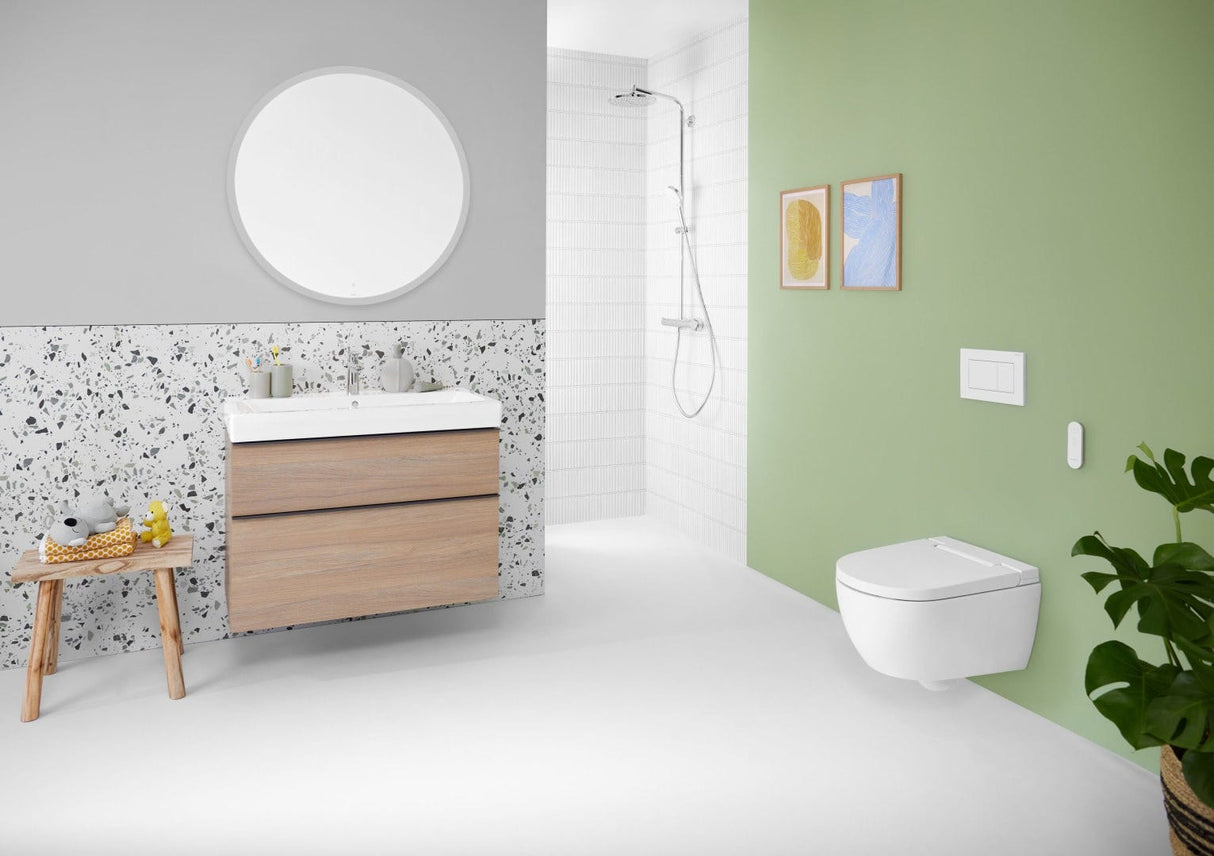 Geberit AquaClean Alba WC-Komplettanlage Wand-WC: WC-Keramik: weiß / KeraTect, Designabdeckung: weiß