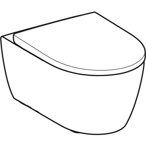 Geberit iCon Set Wand-WC Tiefspüler, geschlossene Form, Rimfree, mit WC-Sitz: T=53cm, Absenkautomatik=ja, QuickRelease-Scharniere=Ja, verriegelbar, Befestigung=von oben, weiß