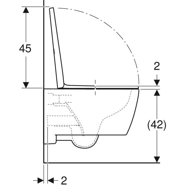 Geberit iCon Set Wand-WC Tiefspüler, geschlossene Form, Rimfree, mit WC-Sitz: T=53cm, Absenkautomatik=ja, QuickRelease-Scharniere=Ja, verriegelbar, Befestigung=von oben, weiß
