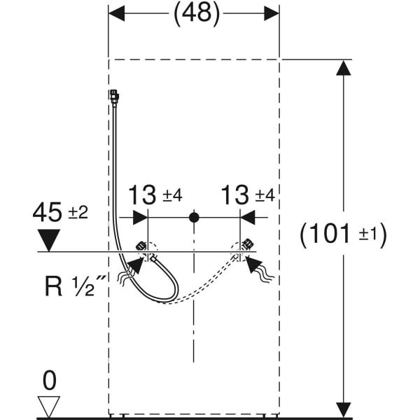 Wasseranschlussset unten, für Geberit Monolith Sanitärmodul für WC, 101 cm: BIM.ConType1=G Aussengewinde (zylindrisch)