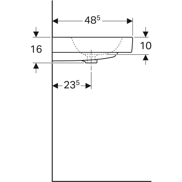Geberit iCon Doppelwaschtisch: 120x48.5cm, Hahnloch=mittig, Überlauf=sichtbar, weiß