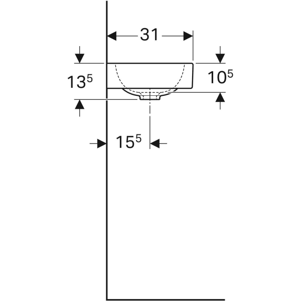 Geberit iCon Handwaschbecken 53 x 31 cm mit Ablagefläche