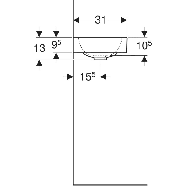 Geberit iCon Handwaschbecken 53 x 31 cm mit Ablagefläche