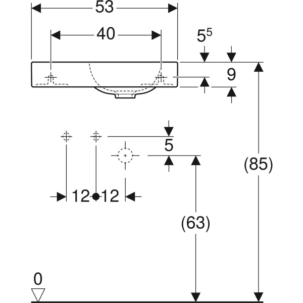 Geberit iCon Handwaschbecken 53 x 31 cm mit Ablagefläche