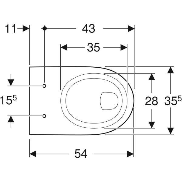 Geberit Renova Wand-WC Flachspüler: T=54cm, weiß