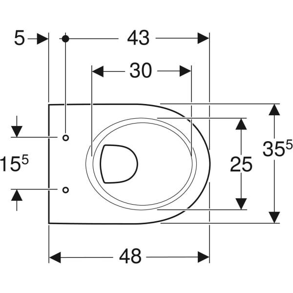 Geberit Renova Compact Wand-WC Tiefspüler, verkürzte Ausladung: T=48cm, weiß