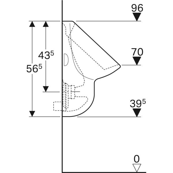 Geberit Aller Urinal aus Sanitärkeramik, Wandhängend, mit Spülrand Zulauf von oben Absauge-Urinal, weiß