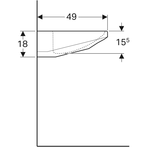 Geberit Paracelsus Waschtisch: 64x49cm, Hahnloch=ohne, Überlauf=ohne, weiß