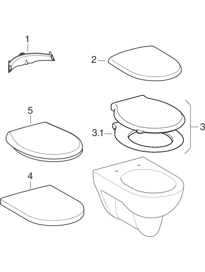 Geberit Renova Wand-WC Tiefspüler: T=54cm, manhattan