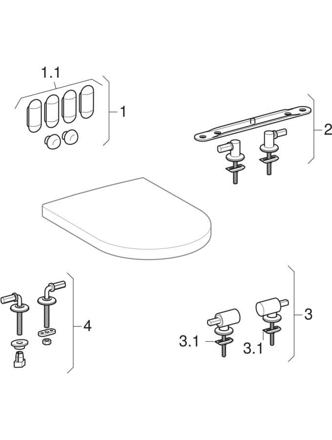 Geberit Renova Stand-WC Tiefspüler, Abgang horizontal, teilgeschlossene Form, Rimfree: T=49cm, weiß