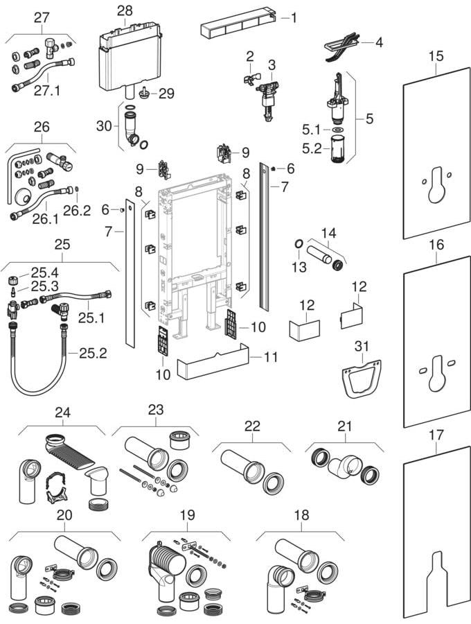 Geberit Monolith Sanitärmodul für Wand-WC, 101 cm, Frontverkleidung aus Glas: Frontverkleidung: Glas weiß, Seitenverkleidung: Aluminium