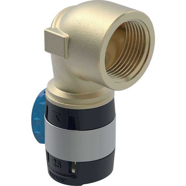 Geberit FlowFit Übergangsbogen 90° mit Innengewinde, Werkstoff bleifreier Rotguss (CuSn4Zn2PS)