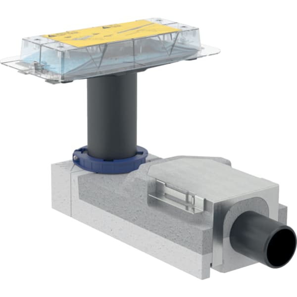 Geberit Rohbauset für CleanLine Duschrinnen zur Entwässerung und Verbundabdichtung mit Kunststoff Bodenabfluss und Edelstahl 304 Gitter