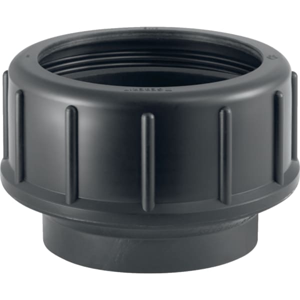 Geberit PE Gewindestutzen mit Quetschverschraubung aus Polyethylen (PE-80), schwarz, gerade, mit EPDM-Dichtung