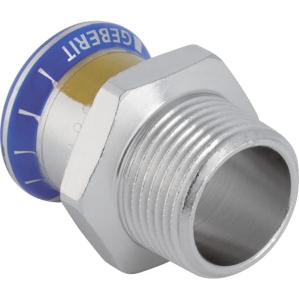 MAPRESS Edelstahl G Pressfitting Übergangsstück (Gas), gerade, Pressmuffe zu Außengewinde konisch BSPT-R