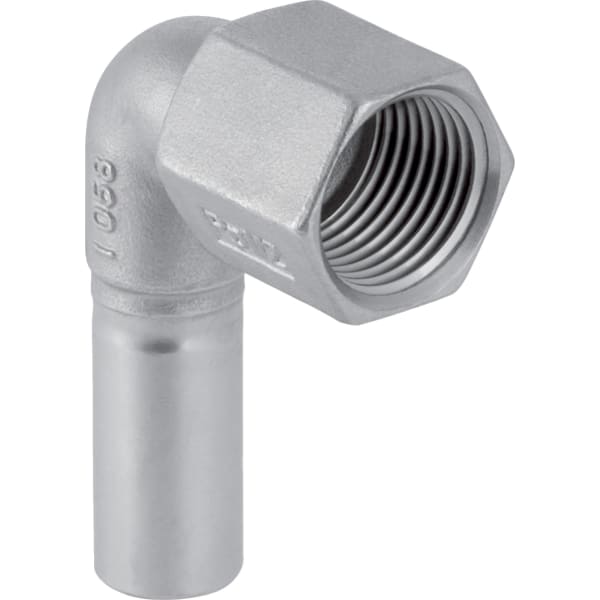 Geberit Mapress Edelstahl Übergangswinkel 90° mit Innengewinde und Einschubende: d=15mm, Rp=1/2″