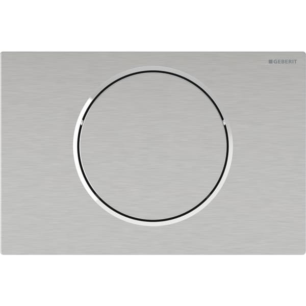 Geberit WC-Steuerung elektronisch, Batteriebetrieb, für Sigma UP-Spülkasten 12 cm, mit Sigma10 Betätigungsplatte, Round, für Stützklappgriff, Funk: Platte und Taste: gebürstet, easy-to-clean-beschichtet, Designring: poliert