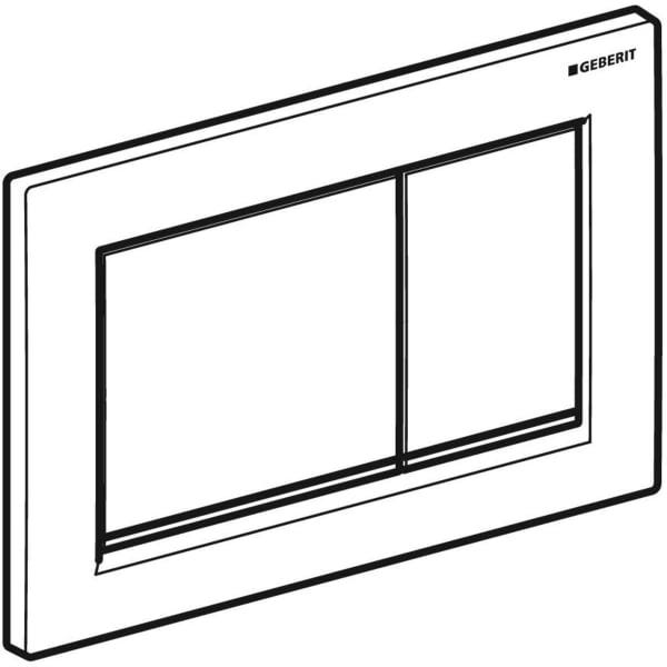 Geberit Omega20 (ex Omega30) Betätigungsplatte für 2-Mengen-Spülung, Square, Kunststoff, pneumatisch, mit zwei Tasten, geeignet für Wandklosetts