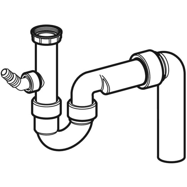 Geberit Rohrbogengeruchsverschluss für Spülbecken, mit Winkelschlauchtülle, Abgang vertikal: d=50mm, G=1 1/2″, weiß-alpin