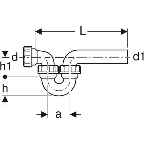 Geberit Rohrbogengeruchsverschluss für Ausgussbecken, mit Quetschverschraubung, schwarz, aus Kunststoff (Polyethylen (PE))