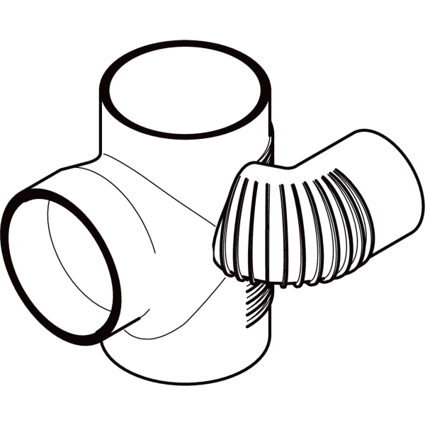 Geberit Silent-db20 Schachtbogenabzweig 88,5° links: d=110mm, d1=110mm, d2=75mm