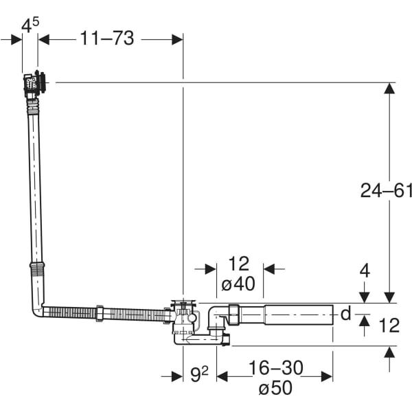 GEBERIT Badewannenablauf Rohbau-Set UNIVERSAL TOP