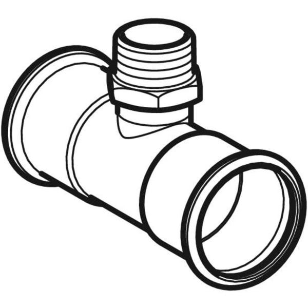 Geberit Mapress Edelstahl T-Stück mit Außengewinde: d=18mm, R=1/2″, d1=18mm
