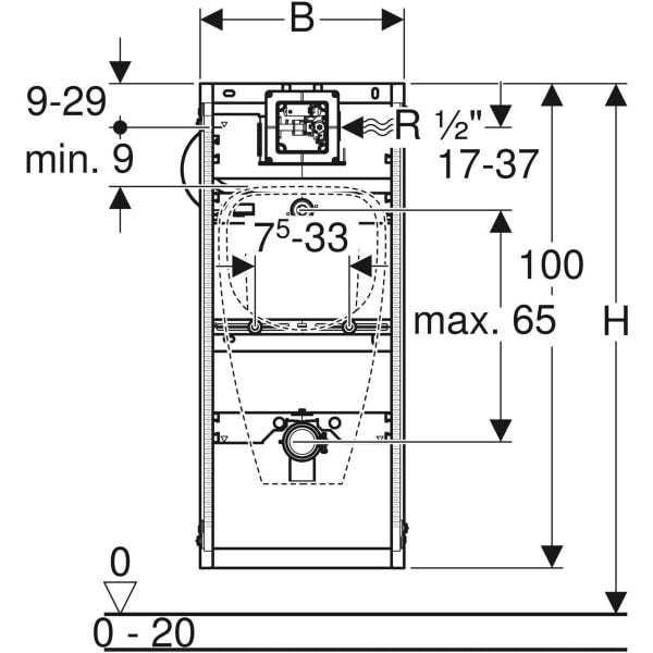 Geberit GIS Element für Urinal, 114 cm, universell
