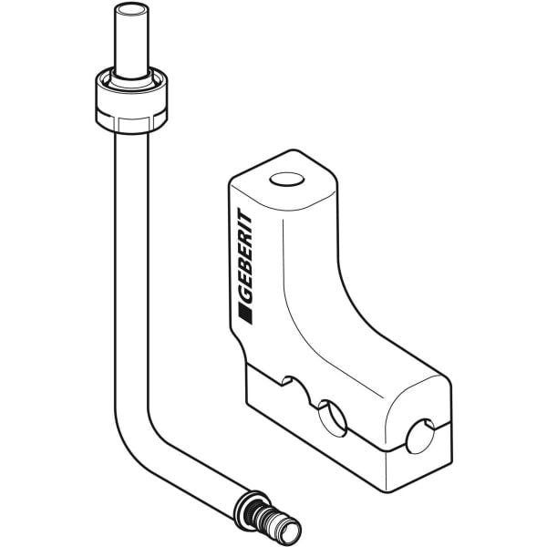 Geberit Mepla Metallrohr-Anschlussbogen 90° mit Dämmbox und Anschlussverschraubung für Eurokonus: Werkstoff=Messing / Kupfer, d=16mm, d1=15mm, L1=30cm, vernickelt
