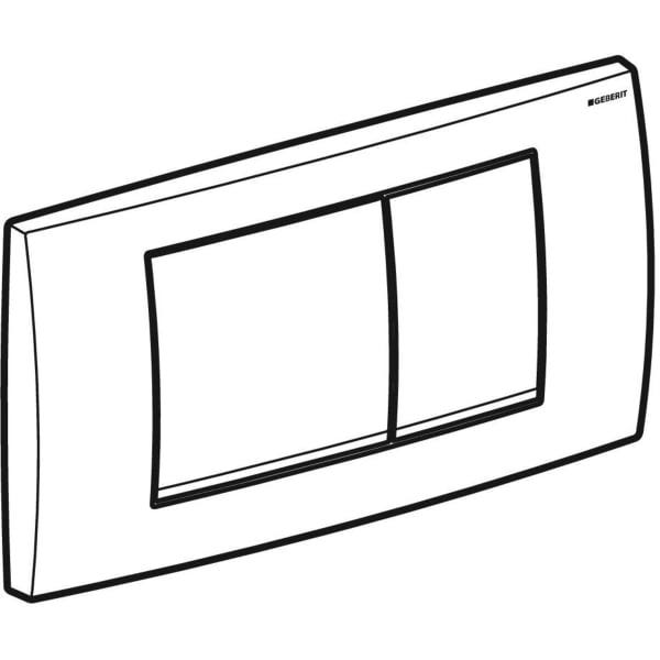 Geberit Twinline30 Betätigungsplatte für 2-Mengen-Spülung: Platte und Tasten: weiß, Designstreifen: hochglanz-verchromt