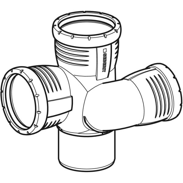 Geberit Silent-Pro Schachtbogenabzweig rechts 4-Anschluss-Fitting