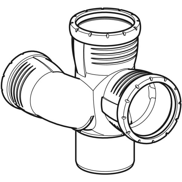 Geberit Silent-Pro Schachtbogenabzweig rechts 4-Anschluss-Fitting