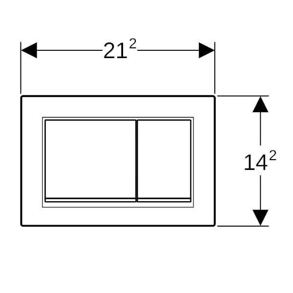 Geberit Omega20 (ex Omega30) Betätigungsplatte für 2-Mengen-Spülung, Square, Kunststoff, pneumatisch, mit zwei Tasten, geeignet für Wandklosetts
