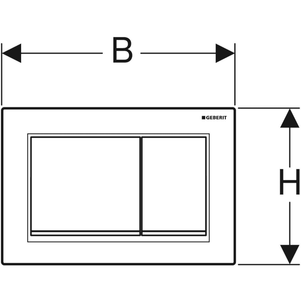 Geberit Omega20 (ex Omega30) Betätigungsplatte für 2-Mengen-Spülung, Square, Kunststoff, pneumatisch, mit zwei Tasten, geeignet für Wandklosetts