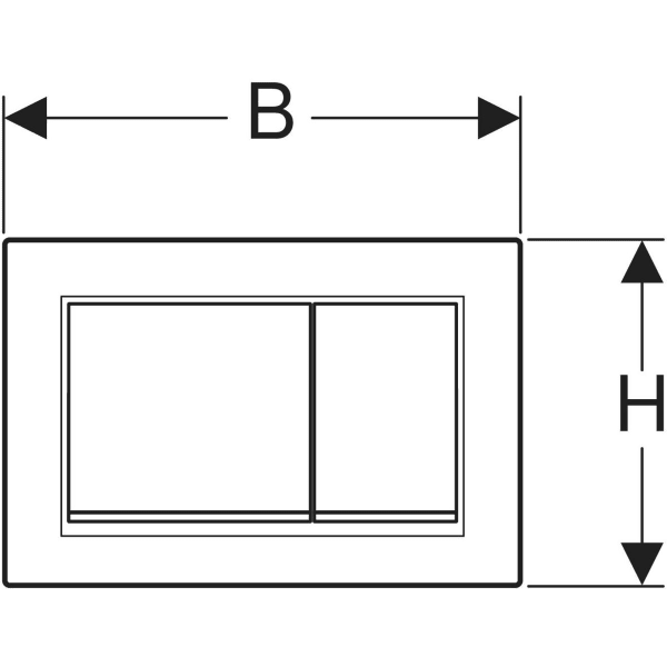 Geberit Omega20 (ex Omega30) Betätigungsplatte für 2-Mengen-Spülung, Square, Kunststoff, pneumatisch, mit zwei Tasten, geeignet für Wandklosetts