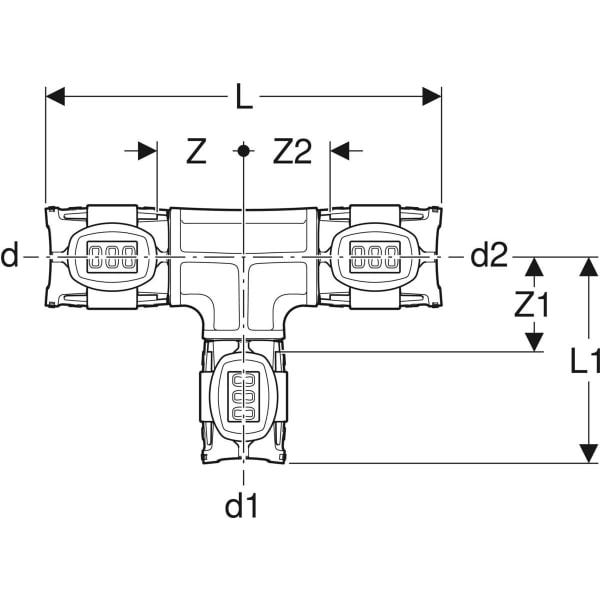Geberit FlowFit T-Stück reduziert PPSU