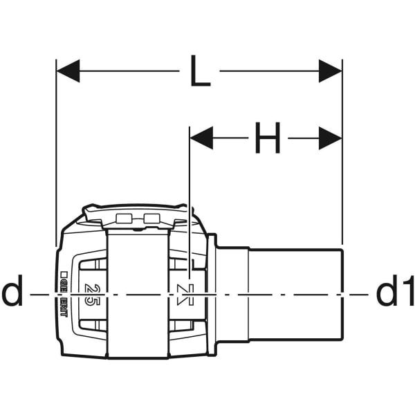 Geberit FlowFit Übergang auf Geberit Mapress mit Einschubende, Werkstoff Bleifreier Rotguss (CuSn4Zn2PS)