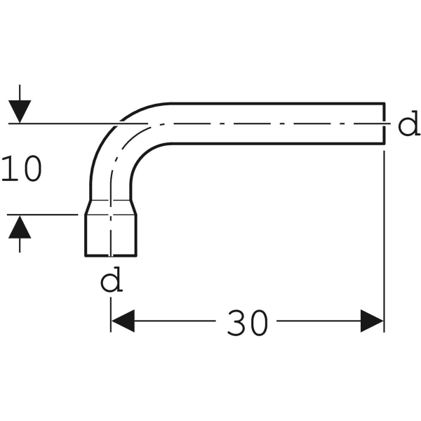 Geberit Spülbogenverlängerung 90° mit Steckmuffe: d=44mm, weiß-alpin