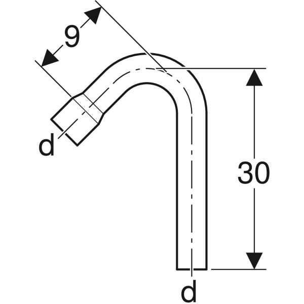 Geberit Spülbogenverlängerung 135° mit Steckmuffe: d=44mm, weiß-alpin