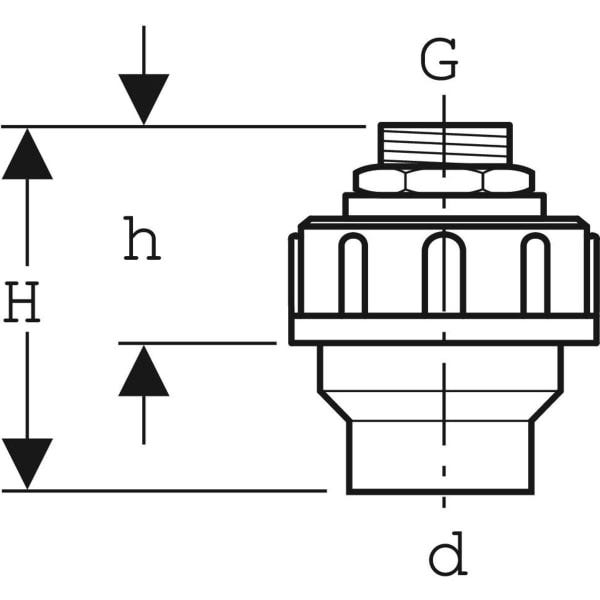 Geberit Übergangsstutzen mit Außengewinde und Verschraubung: d=50mm, G=3/4″