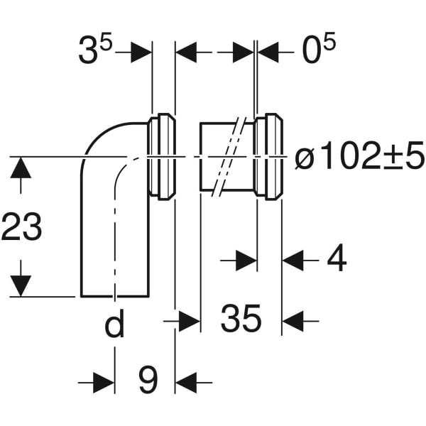 Geberit Set Anschlussbogen 90° mit Verlängerung: d=110mm