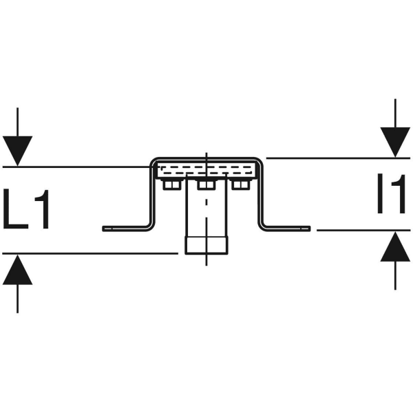Geberit Anschlusswinkel 90° mit Außengewinde MF 1/2", vormontiert, einfach, kurz: CC499K, RMF=1/2″, Rp=1/2″, L1=5.7cm