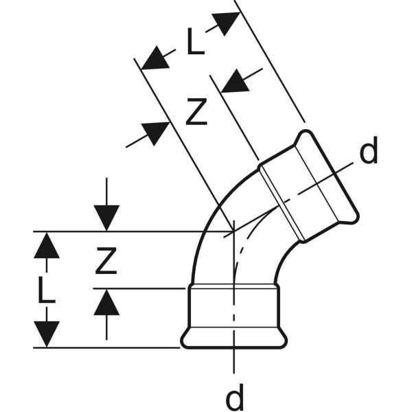 Geberit Mapress Edelstahl Bogen: 60°, d=42mm