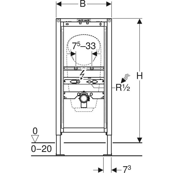 Geberit Duofix Element für Urinal 112-130 cm Universal für AP-Druckspüler
