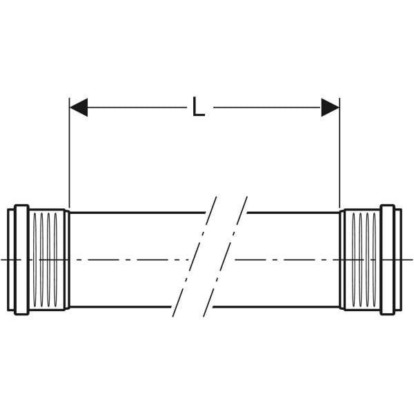 Geberit Silent-PP Rohr mit zwei Muffen: L=100cm