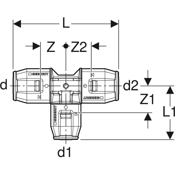 PushFit T-Stück reduziert PVDF 90°