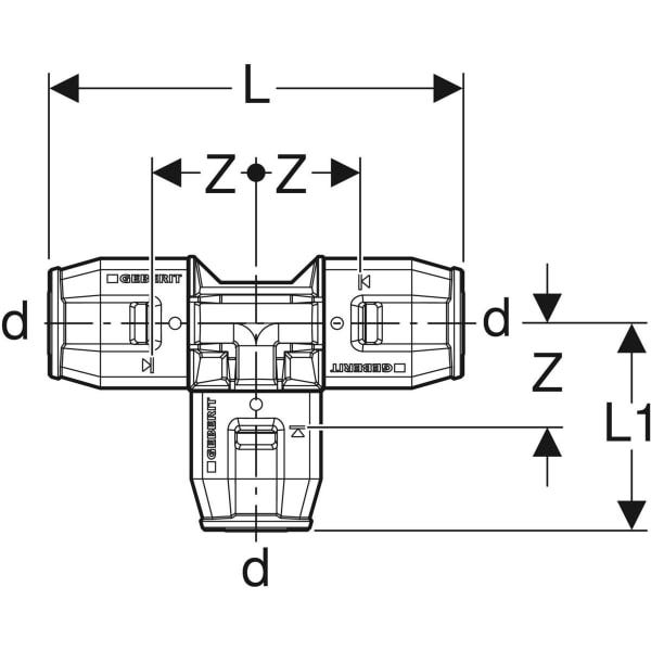 PushFit T-Stück (PVDF), 90°